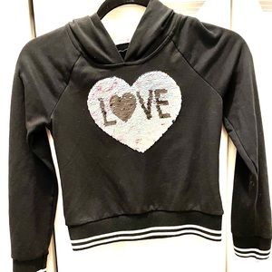 Girls Black & Pink Love Sequin Hoodie